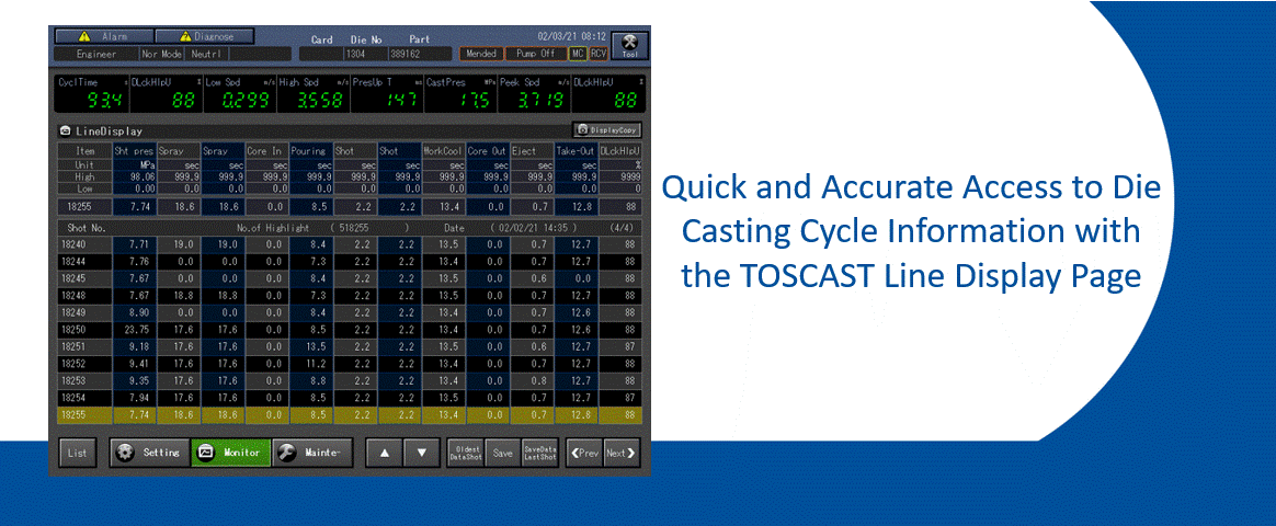 Banner Quick And Accurate Access To Die Casting Cycle Information With The TOSCAST 2